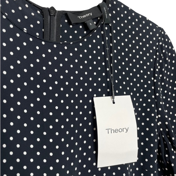 Theory | NWT Crew Dress in Polka Dot Crepe Black/White 0 - Picture 5 of 9